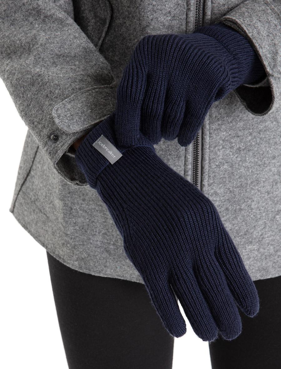 Gants Icebreaker Unisex Merino Rixdorf Femme Bleu Marine | FR 1502CTVE